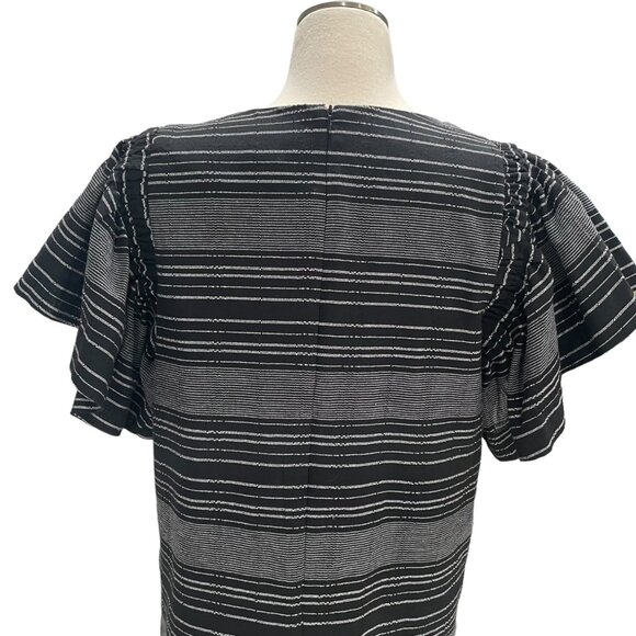 Moon River B/W Striped Flutter Sleeve Dress M Cotton Aldegon Blend Casual HOCO - Picture 5 of 12